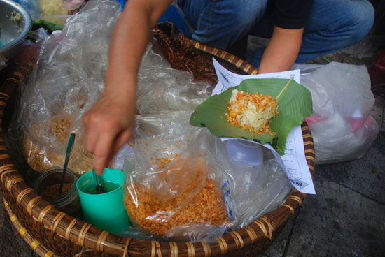 Sticky rice streetside. Sticky rice streetside.