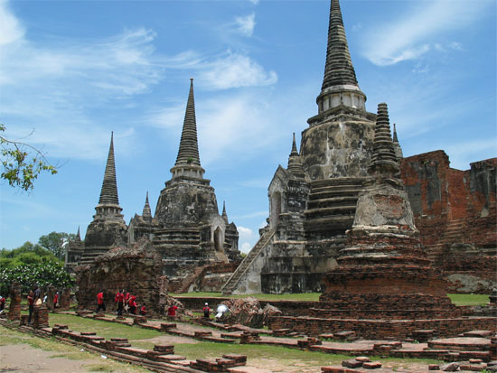 Chedis reach for the sky in Ayutthaya. Chedis reach for the sky in Ayutthaya.
