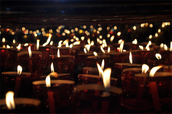 Candles, candles everywhere.