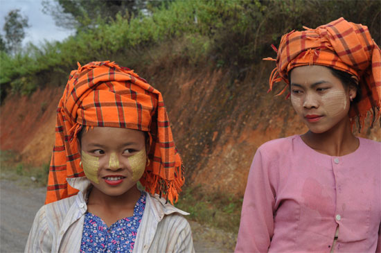 Local women on the way to a temple fair.