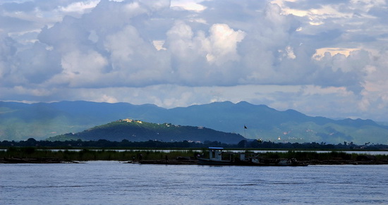 Mandalay Hill with the Shan Plateau in the background
