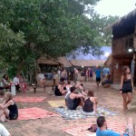 The crowd starts to gather in the late afternoon