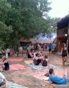 The crowd starts to gather in the late afternoon