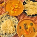 Thai food from a Khmer Kitchen: red curry (top) and Masman curry (bottom)