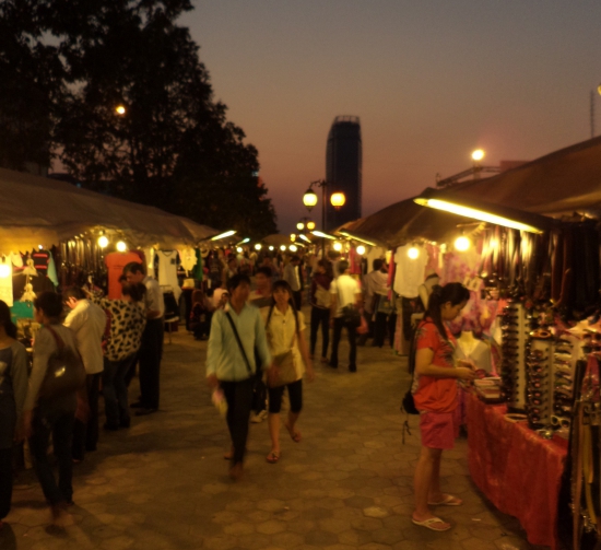 Shopping as the sun goes down.