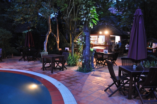 Back to civilisation: Enjoy your purchases at the River Garden's poolside restaurant.