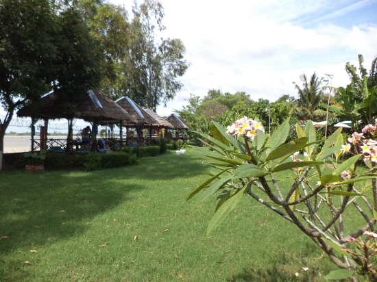 Smattering of riverside cabanas.