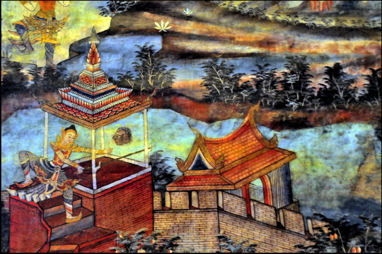 Undamaged section off murals in Viharn Lai Kham Undamaged section off murals in Viharn Lai Kham