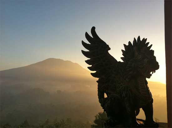Early morning views of Agung from a guesthouse in Sidemen.