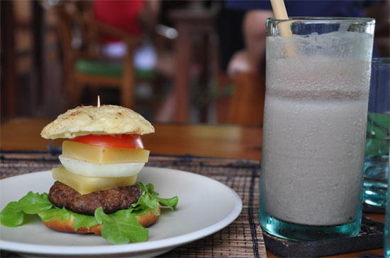Kid's burger with the lot. 42,000 rupiah.