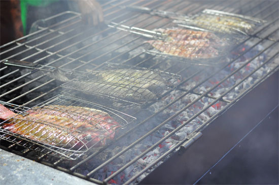 Ikan grilling in Makassar.