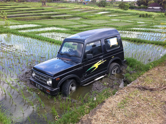 Wet season parking in Umalas, Bali.