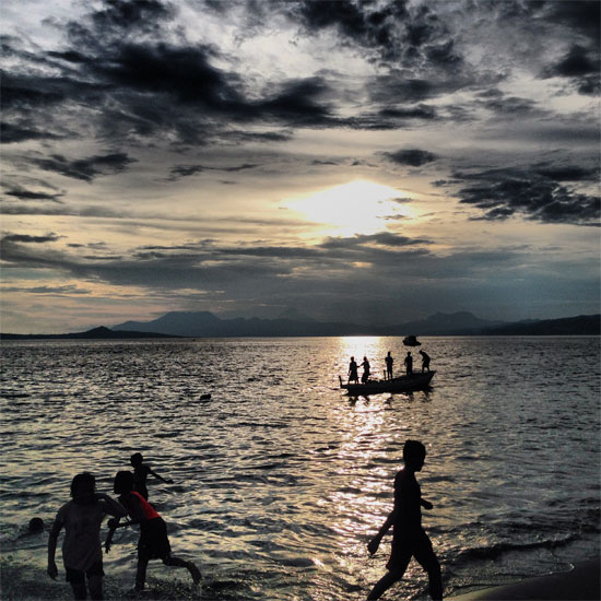 Soccer & fishing at Ende's municipal beach.