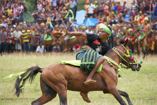 Bareback riders show their great skills.