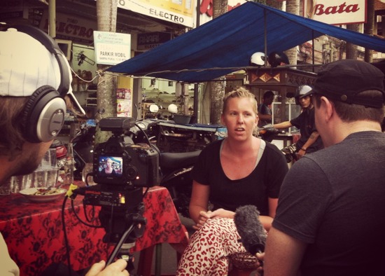 Interviewing a Bali survivor.