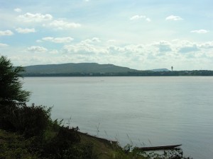 That would be Mukdahan tower, and Thailand on the other side.