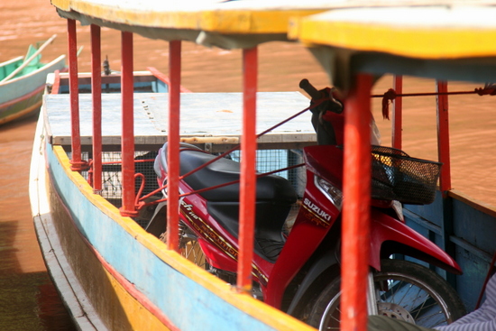 It's possible to transport your motorbike on a river boat in Laos.
