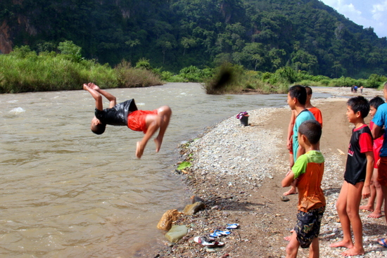 The river is also use for playing.