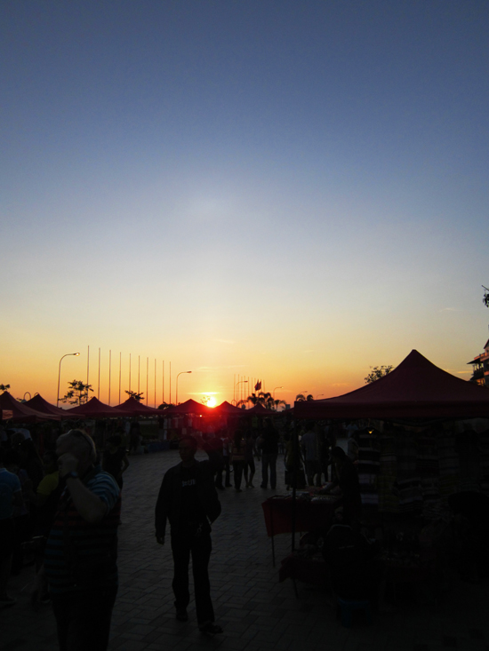 The sun sets over the Vientiane Night Market
