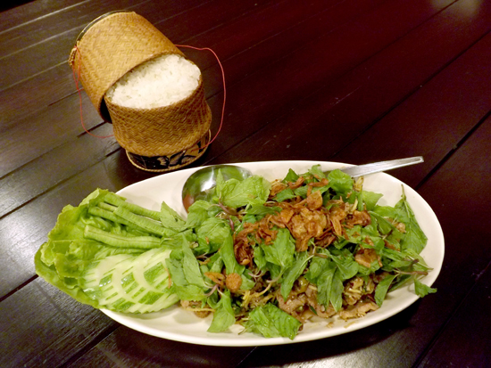 A large plate of duck laap from Lao Kitchen