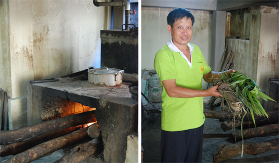 A behind-the-scenes look at how the sauna works: wood fire fuels the steam; a mixture of medicinal herbs is added to the water.