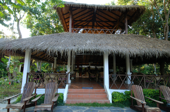 The central dining area and lobby with a small lounge on top.