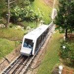A hi-tech twenty-first century funicular train has replaced the old red-and-white carriages.
