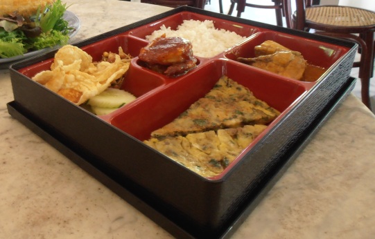 A Malay feast: the nasi lemak bento box.