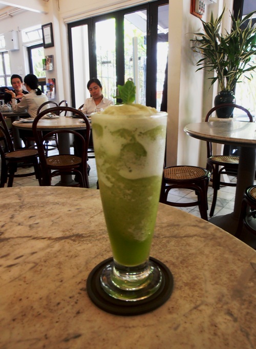 Cool down with a pineapple and mint frappe.