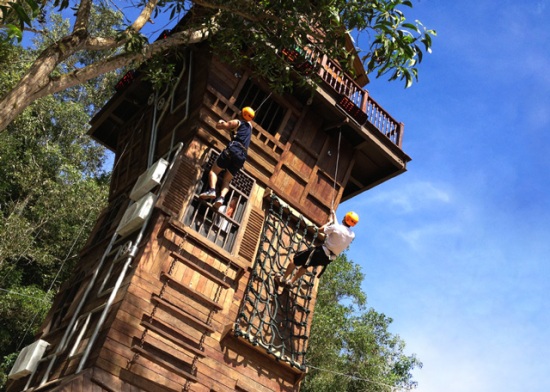 Racing to the top of the Gecko Tower.