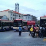 Bus numbers and route details are displayed electronically and in the old-fashioned way.