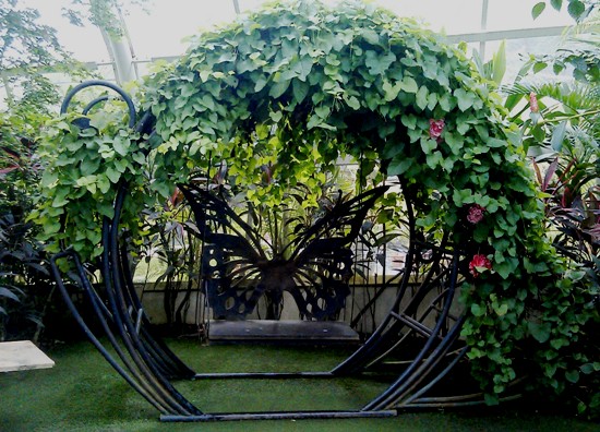 Just in case you haven't already seen enough butterflies, you can sit on a big cast iron one.