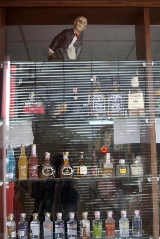 The Duty-Free security guard keeps an eye on things.