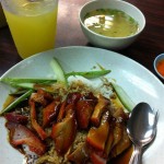 Roasted pork rice and soup - a complete meal for just S$3.00.