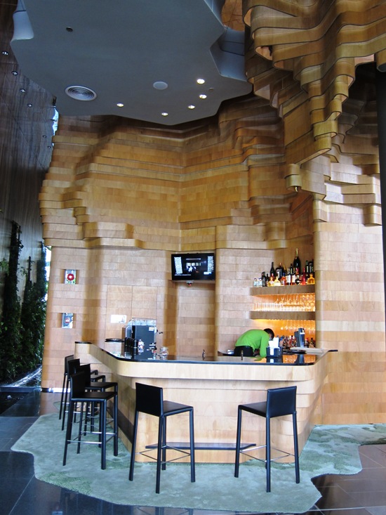 The use of natural wood is abundant throughout the hotel