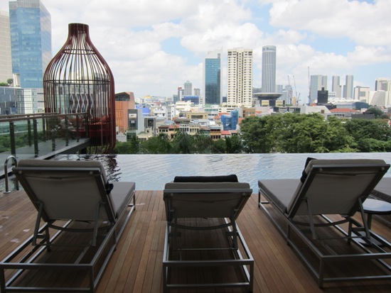 The wellness area on the fifth floor offers a stunning view over the city