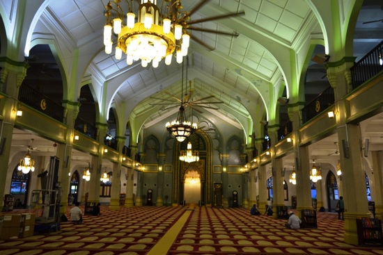 The main prayer hall at Sultan Mosque. The main prayer hall at Sultan Mosque.