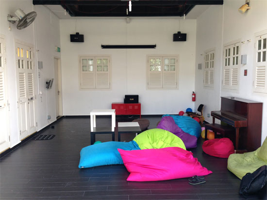 Hidden away beanbag and piano zone.