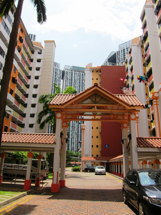 Everton Park - old refurbished apartments set against the backdrop of The Pinnacle@ Duxton, a landmark icon of design in recent times.