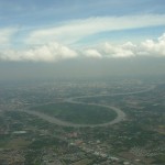 North Bangkok as seen while looping towards Don Muang Airport from the west.
