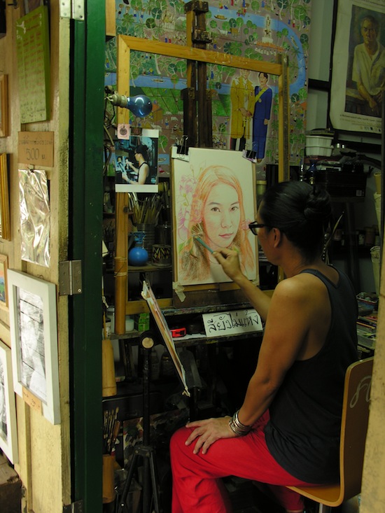A resident painter at work. A resident painter at work.