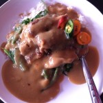 Coconut curry peanut gravy or whatever it is -- we'll just call it yummy.