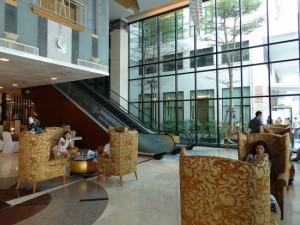 Rather posh: the lobby at Bangkok Hospital Phuket.