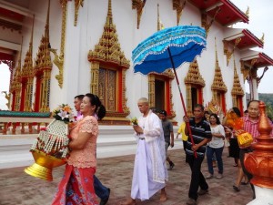 Visit early and you might catch a glimpse of a novice monk ceremony.