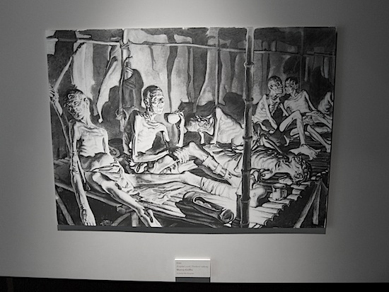An artist's depiction of the prisoners in Hellfire Pass Museum.