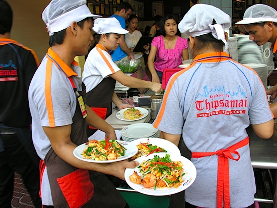 The pad Thai assembly line.
