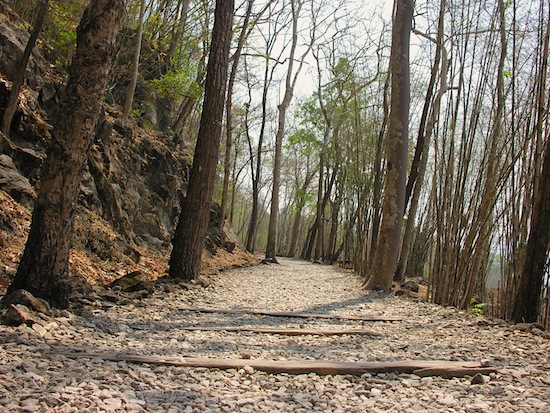 Remnants of the railway at Hellfire Pass.