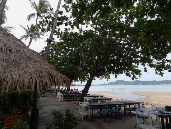 Most tables are just a step away from the sand.