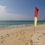 Sunny and safe to swim: Nai Thon beach in December.