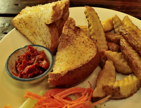 Home-made red pepper chutney not ketchup.